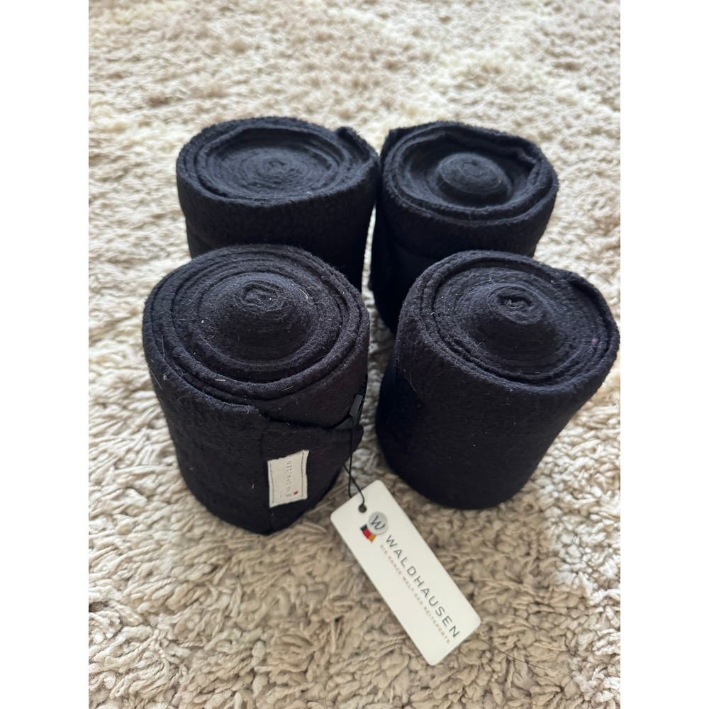 Waldhausen Esperia Fleece Bandages Set of 4 Black Full Size Horse Wraps 128800